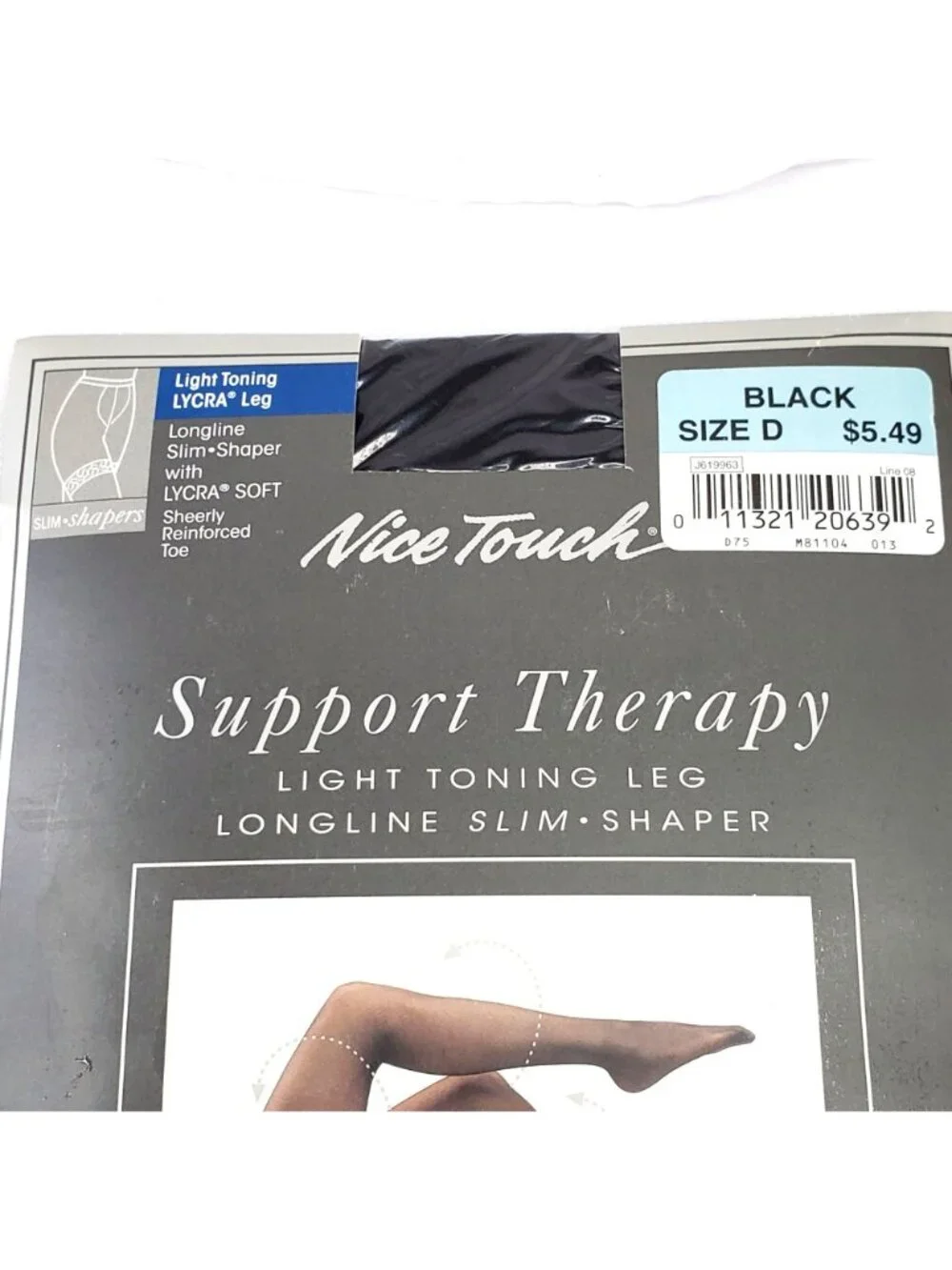VTG Nice Touch Black Slim Shaper Pantyhose Size D Support Therapy Light Toning